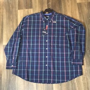 - New dark blue chaps mens dress shirt